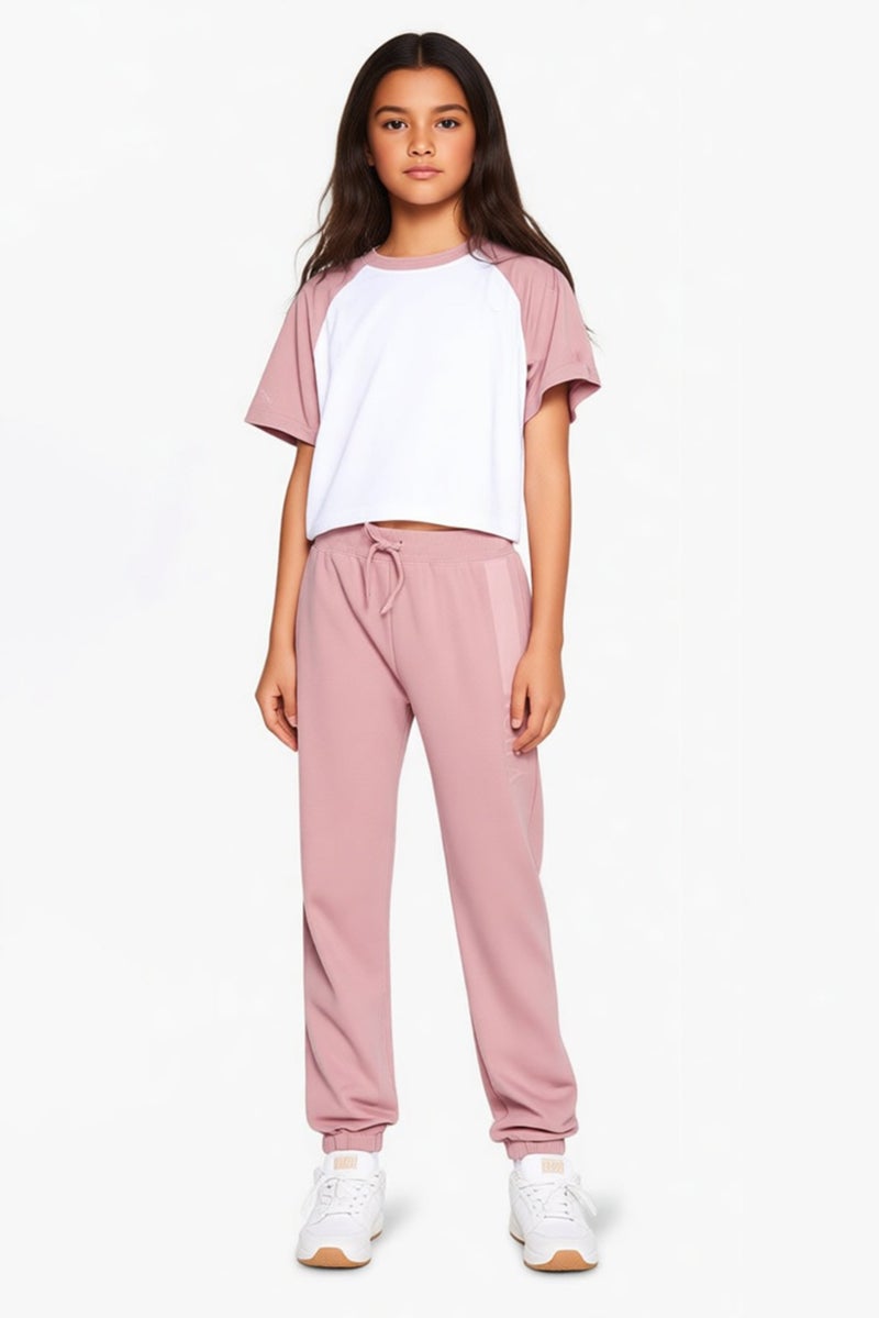 guppy Kids Girl Regular Fit Solid Sweatpants, Mauve - Image 1